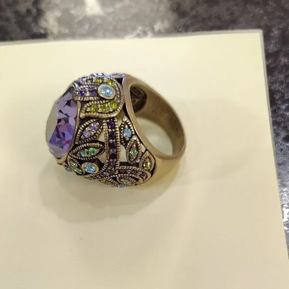 Heidi Daus Purple and Gold Statement Ring - Picture 2 of 6